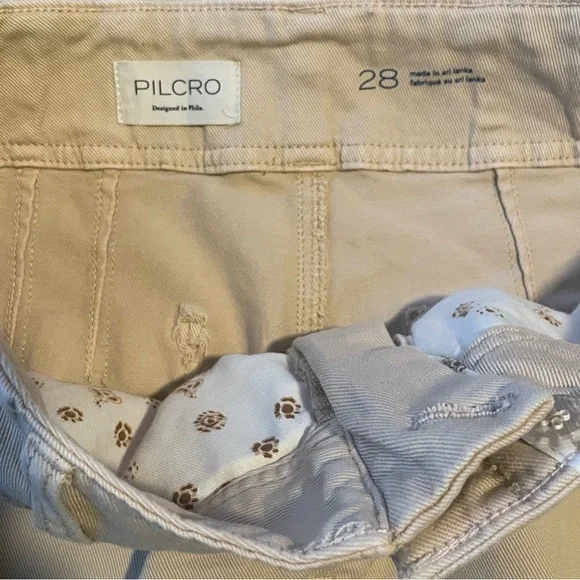 Pilcro Anthropologie Womens 28 Relaxed Cuffed Pants Khaki Wide Leg High Rise Tan - Picture 5 of 10